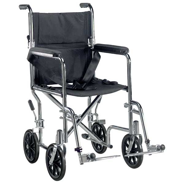 Go Cart Light Weight Steel Transport Wheelchair with Swing Away Footrest