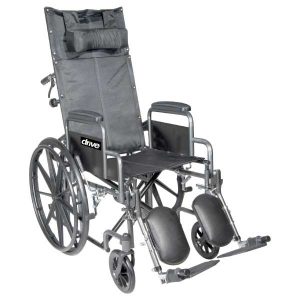 Silver Sport Reclining Wheelchair with Detachable Desk Length Arms and Elevating Leg rest